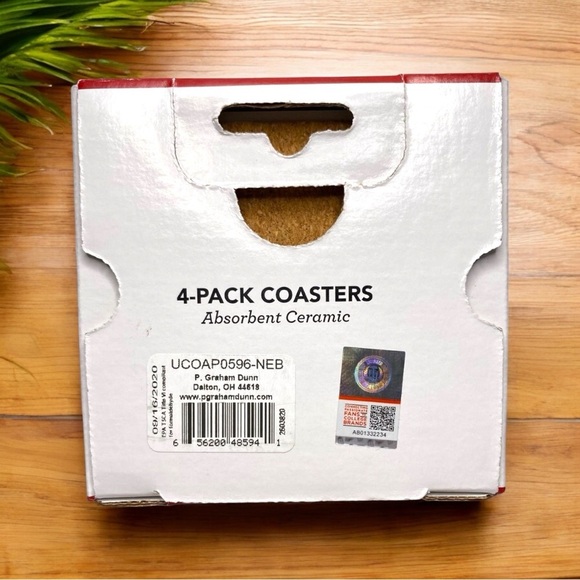 Nebraska Huskers “Fans Only” Absorbent Ceramic Coaster Set (4-Pack) - Picture 2 of 5